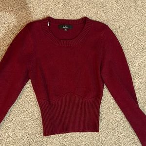 Lulus Cropped Sweater, Color: maroon / red, Sixe: Women’s XS